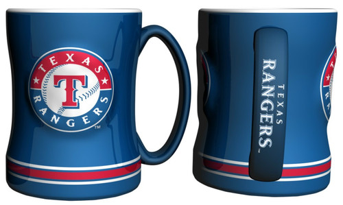Texas Rangers Coffee Mug - 14oz Sculpted Relief - Blue