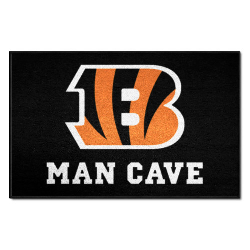 Cincinnati Bengals Man Cave Starter Striped B Priamry Logo Black