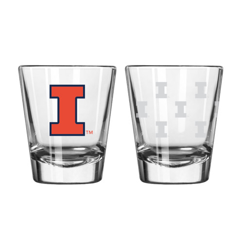 Illinois Fighting Illini Shot Glass - 2 Pack Satin Etch