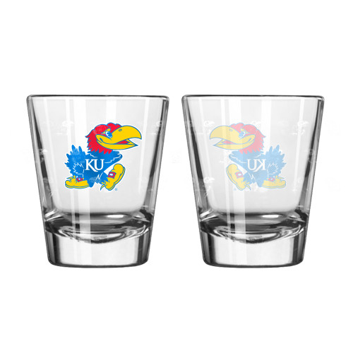 Kansas Jayhawks Shot Glass - 2 Pack Satin Etch