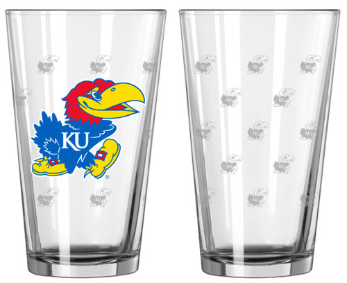 Kansas Jayhawks Satin Etch Pint Glass Set