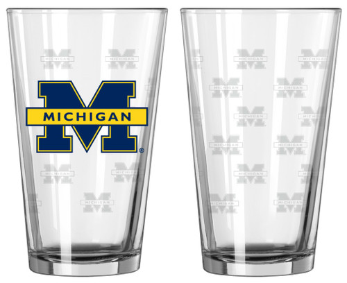 Michigan Wolverines Satin Etch Pint Glass Set