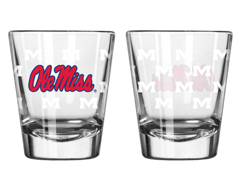 Mississippi Rebels Shot Glass - 2 Pack Satin Etch