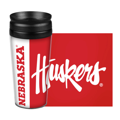 Nebraska Cornhuskers Travel Mug - 14 oz Full Wrap - Hype Style