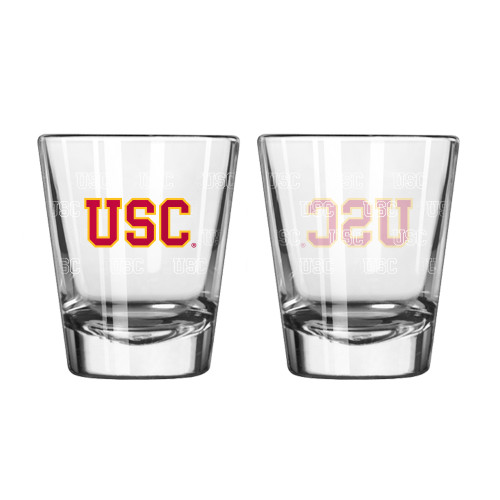 USC Trojans Shot Glass - 2 Pack Satin Etch