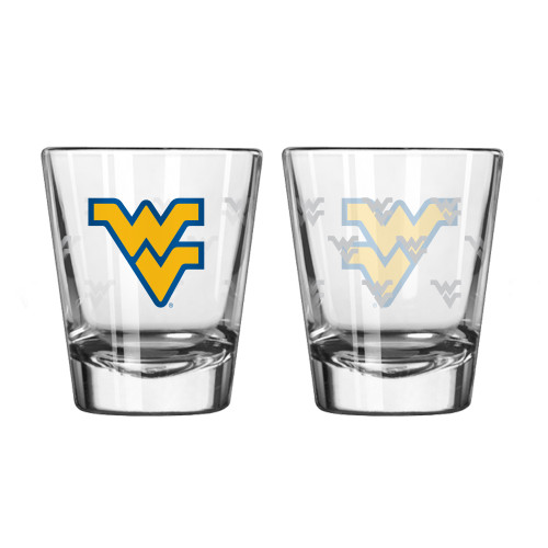 West Virginia Mountaineers Shot Glass - 2 Pack Satin Etch