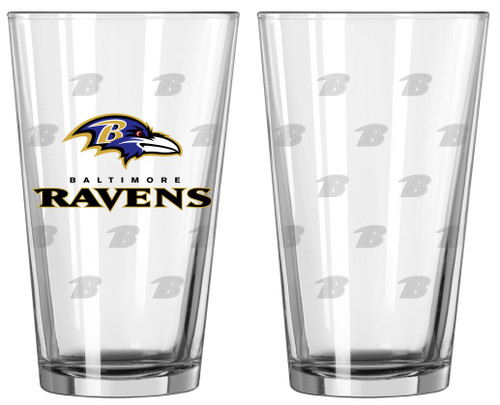 Baltimore Ravens Satin Etch Pint Glass Set