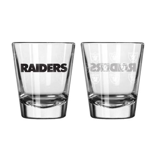 Las Vegas Raiders Shot Glass - 2 Pack Satin Etch - New UPC