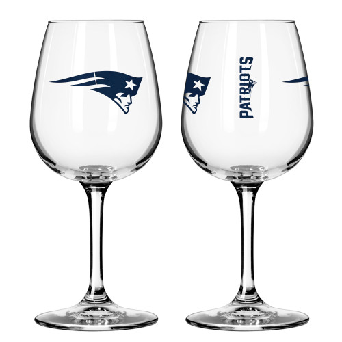 New England Patriots Glass 12oz Wine Game Day