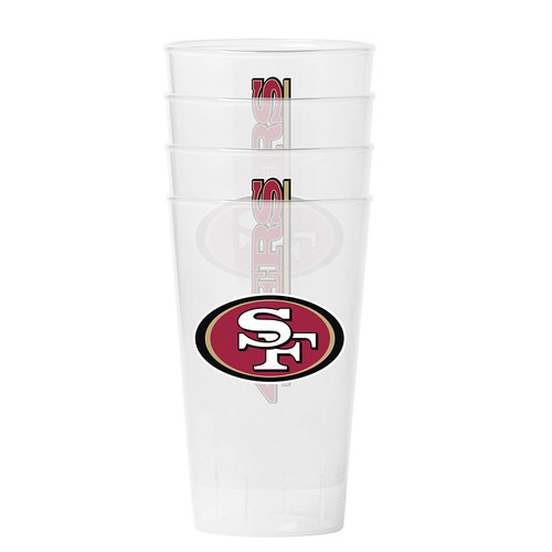 San Francisco 49ers Glass Pint 16oz Plastic Clear 4 Pack