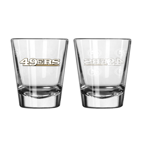 San Francisco 49ers Shot Glass - 2 Pack Satin Etch - New UPC