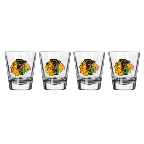 Chicago Blackhawks Shot Glass - 2 Pack Satin Etch