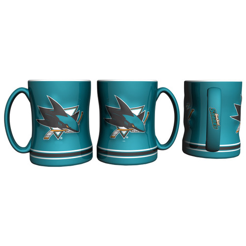 San Jose Sharks Coffee Mug 14oz Sculpted Relief