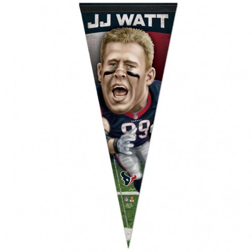 Houston Texans Pennant 12x30 Premium Style J.J. Watt Caricature Design