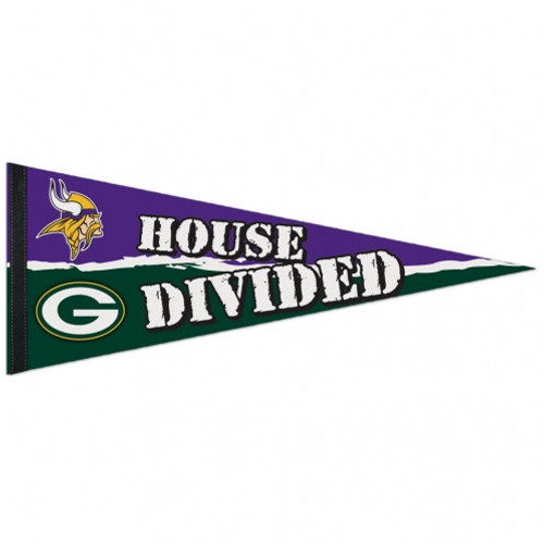 Green Bay Packers/Minnesota Vikings Pennant 12x30 Premium Style House Divided Design