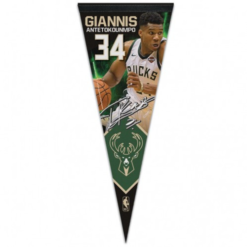 Milwaukee Bucks Pennant 12x30 Premium Style Giannis Antetokounmpo Design