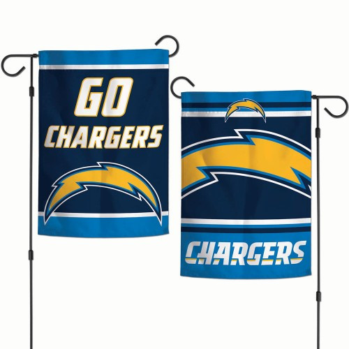 Los Angeles Chargers Flag 12x18 Garden Style 2 Sided Slogan Design
