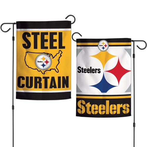 Pittsburgh Steelers Flag 12x18 Garden Style 2 Sided Slogan Design
