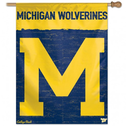 Michigan Wolverines Banner 27x37 Vertical College Vault Design