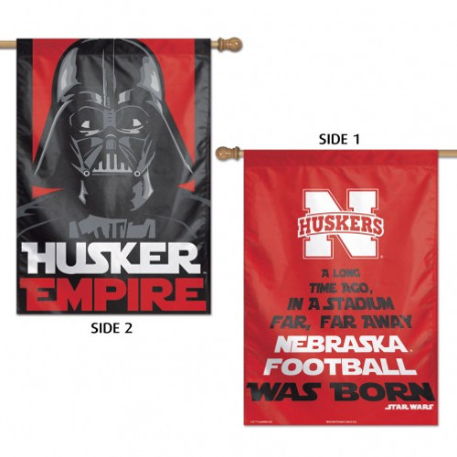 Nebraska Cornhuskers Banner 28x40 Vertical 2 Sided Star Wars Darth Vader Design