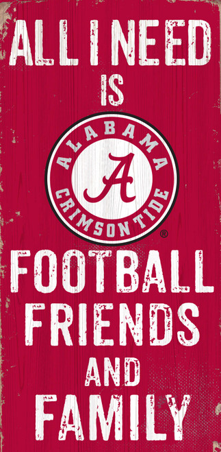 Alabama Crimson Tide Sign Wood 6x12 Football Friends and Family Design Color