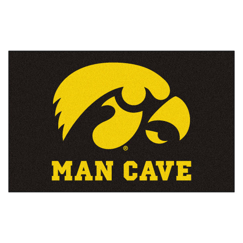 University of Iowa - Iowa Hawkeyes Man Cave UltiMat Tigerhawk Primary Logo Black