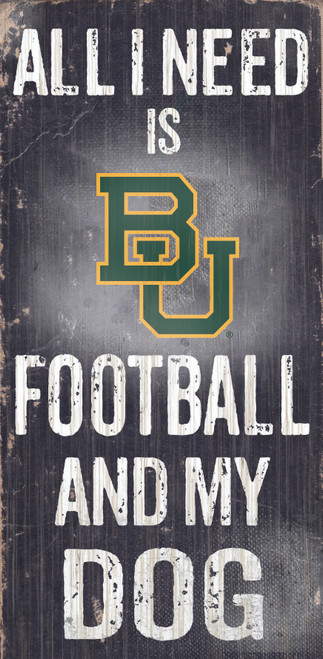 Baylor Bears Wood Sign - Football and Dog 6x12