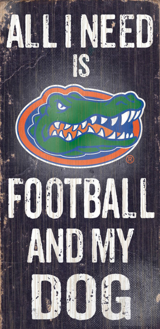 Florida Gators Wood Sign - Football and Dog 6"x12"