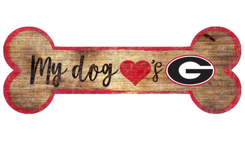 Georgia Bulldogs Sign Wood 6x12 Dog Bone Shape