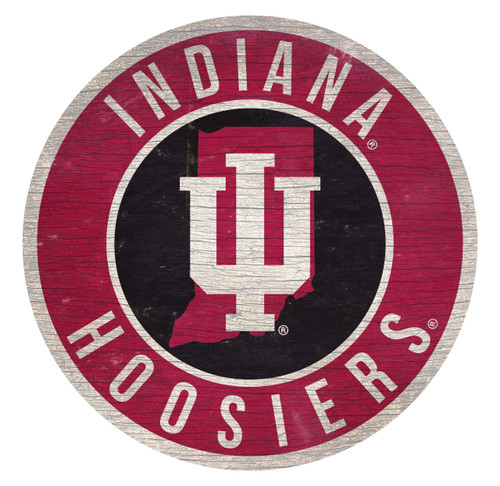 Indiana Hoosiers Sign Wood 12 Inch Round State Design