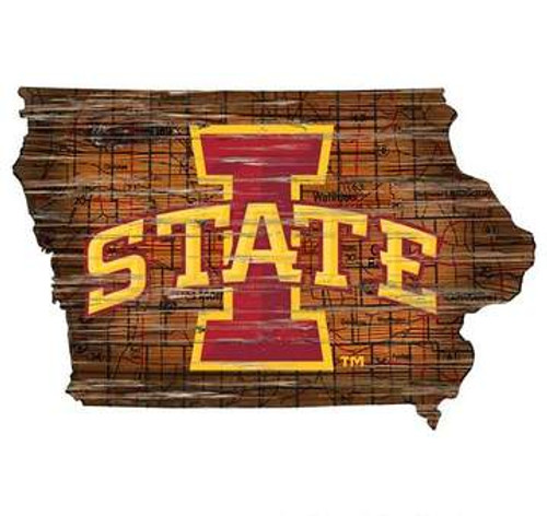 Iowa State Cyclones Sign Wood 24 Inch State Wall Art Design