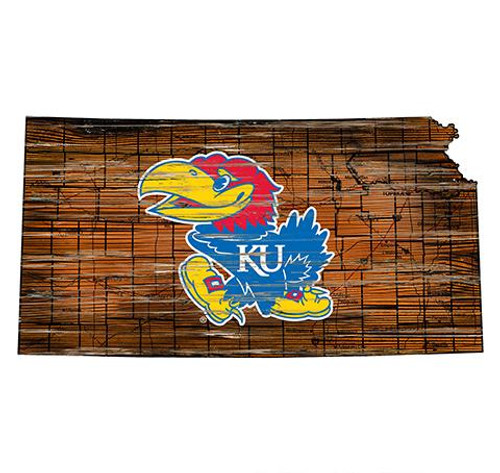 Kansas Jayhawks Sign Wood 24 Inch State Wall Art Design Special Order