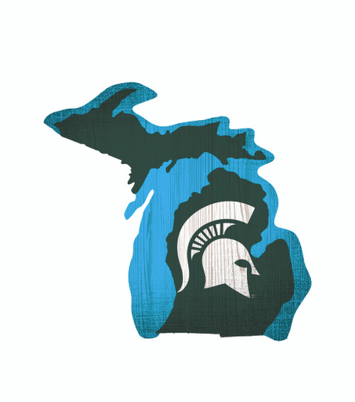 Michigan State Spartans Sign Wood Logo State Design