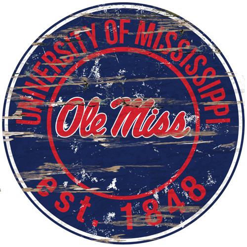 Mississippi Rebels Wood Sign - 24" Round