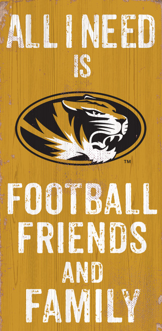 Missouri Tigers Sign Wood 6x12 Football Friends and Family Design Color