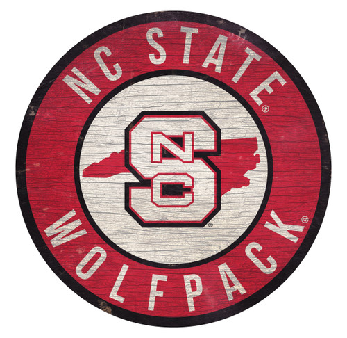 North Carolina State Wolfpack Sign Wood 12 Inch Round State Design