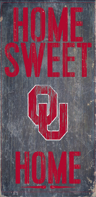 Oklahoma Sooners Wood Sign - Home Sweet Home 6"x12"