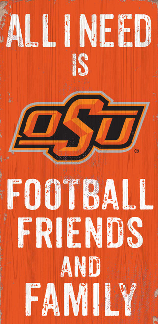 Oklahoma State Cowboys Sign Wood 6x12 Football Friends and Family Design Color