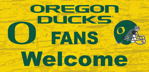 Oregon Ducks Sign Wood 12x6 Fans Welcome