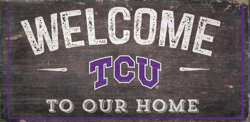 TCU Horned Frogs Sign Wood 6x12 Welcome To Our Home Design