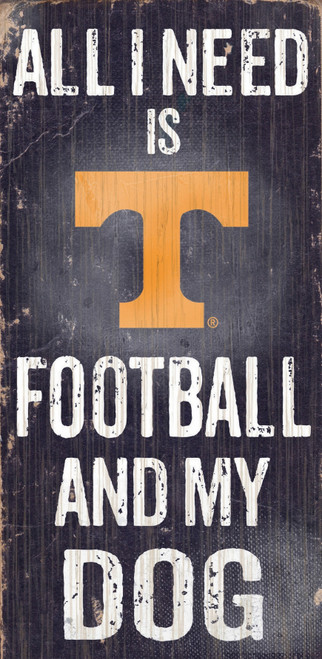 Tennessee Volunteers Wood Sign - Football and Dog 6"x12"