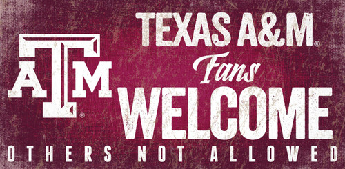Texas A&M Aggies Wood Sign Fans Welcome 12x6