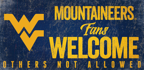 West Virginia Mountaineers Wood Sign Fans Welcome 12x6