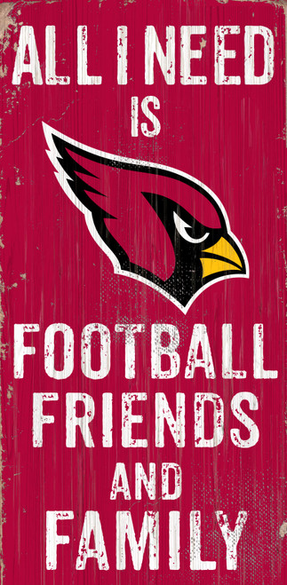 Arizona Cardinals Sign Wood 6x12 Football Friends and Family Design Color