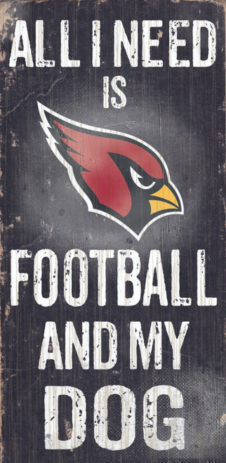 Arizona Cardinals Wood Sign - Football and Dog 6"x12"