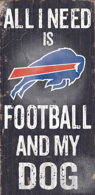 Buffalo Bills Wood Sign - Football and Dog 6"x12"