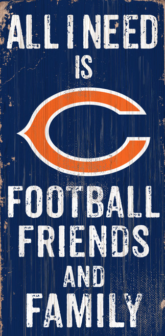 Chicago Bears Sign Wood 6x12 Football Friends and Family Design Color