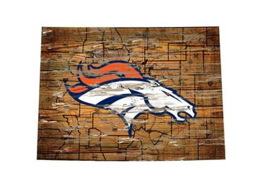 Denver Broncos Wood Sign - State Wall Art