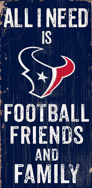 Houston Texans Sign Wood 6x12 Football Friends and Family Design Color