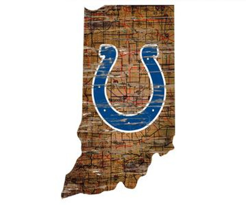 Indianapolis Colts Sign Wood 24 Inch State Wall Art Design